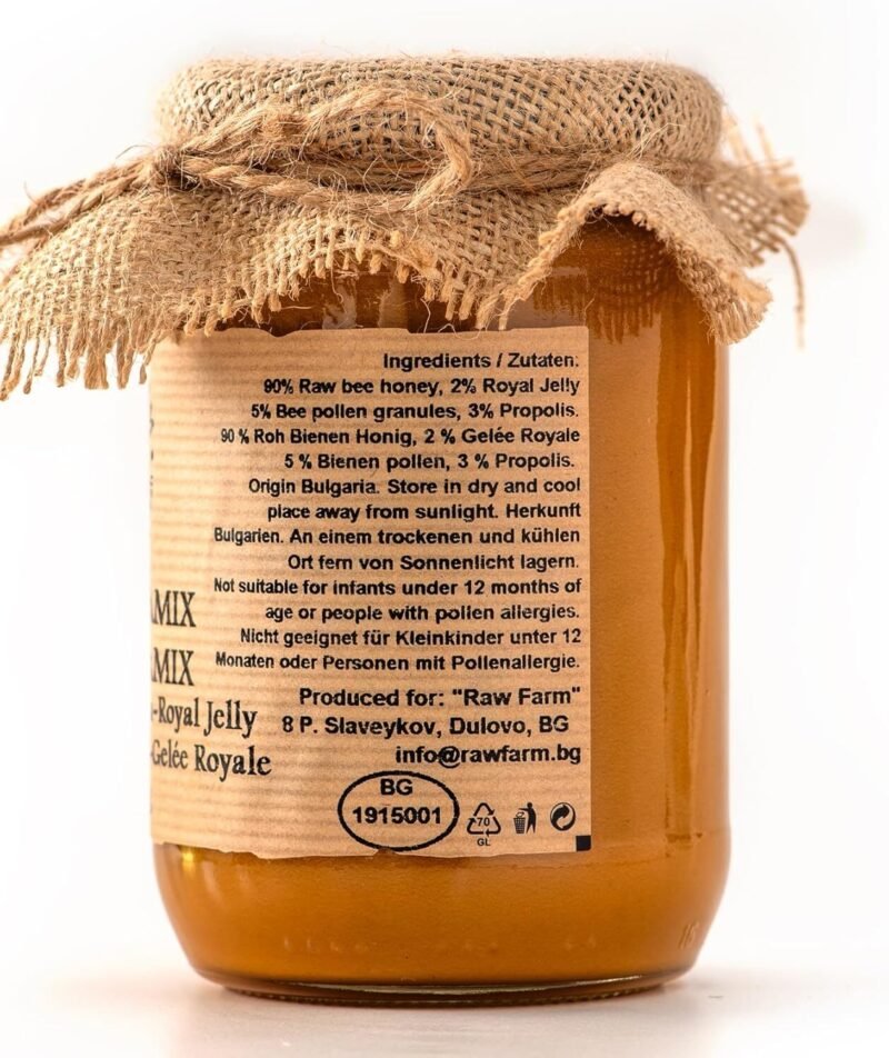 900 g Raw Farm Vitamix Honig – Rohhonig mit Propolis, Pollen, Gelée Royale & Bienenwachs | Naturbelassene Kraft