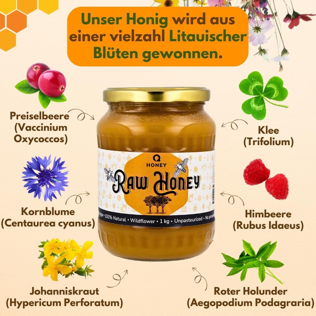 2b4ac05d8a85c489b8cc6d923f509ff4.jpg 1 kg Q Honey Roher Honig – Naturbelassener Rohhonig aus Europa | Direkt vom Imker