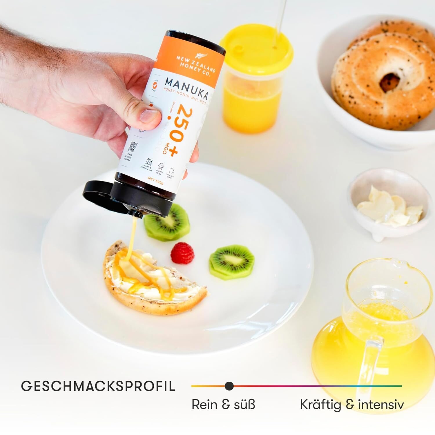 f3208919c4eb0015faf6742747f089ed.jpg 500 g New Zealand Honey Co Manuka Honig MGO 250+ – Roh & Aktivhonig in praktischer Quetschflasche