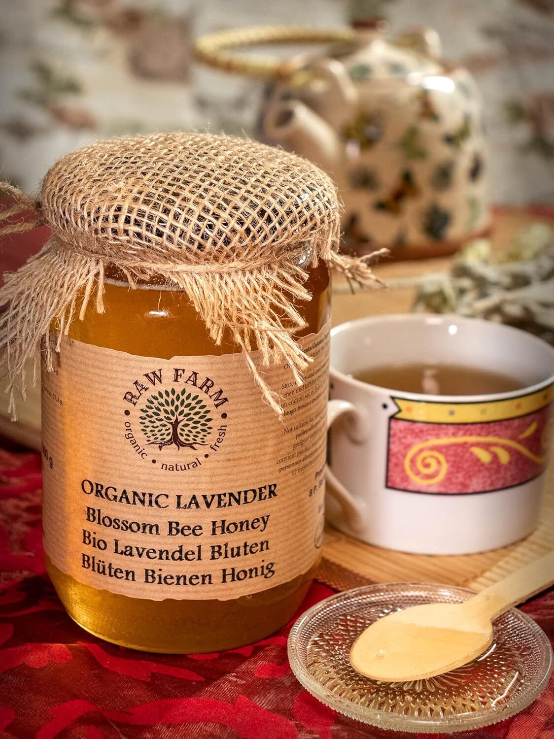 900 g Raw Farm Bio Lavendelhonig – Roh, naturrein & sortenrein | Aromatischer Honig aus europäischer Bio-Imkerei