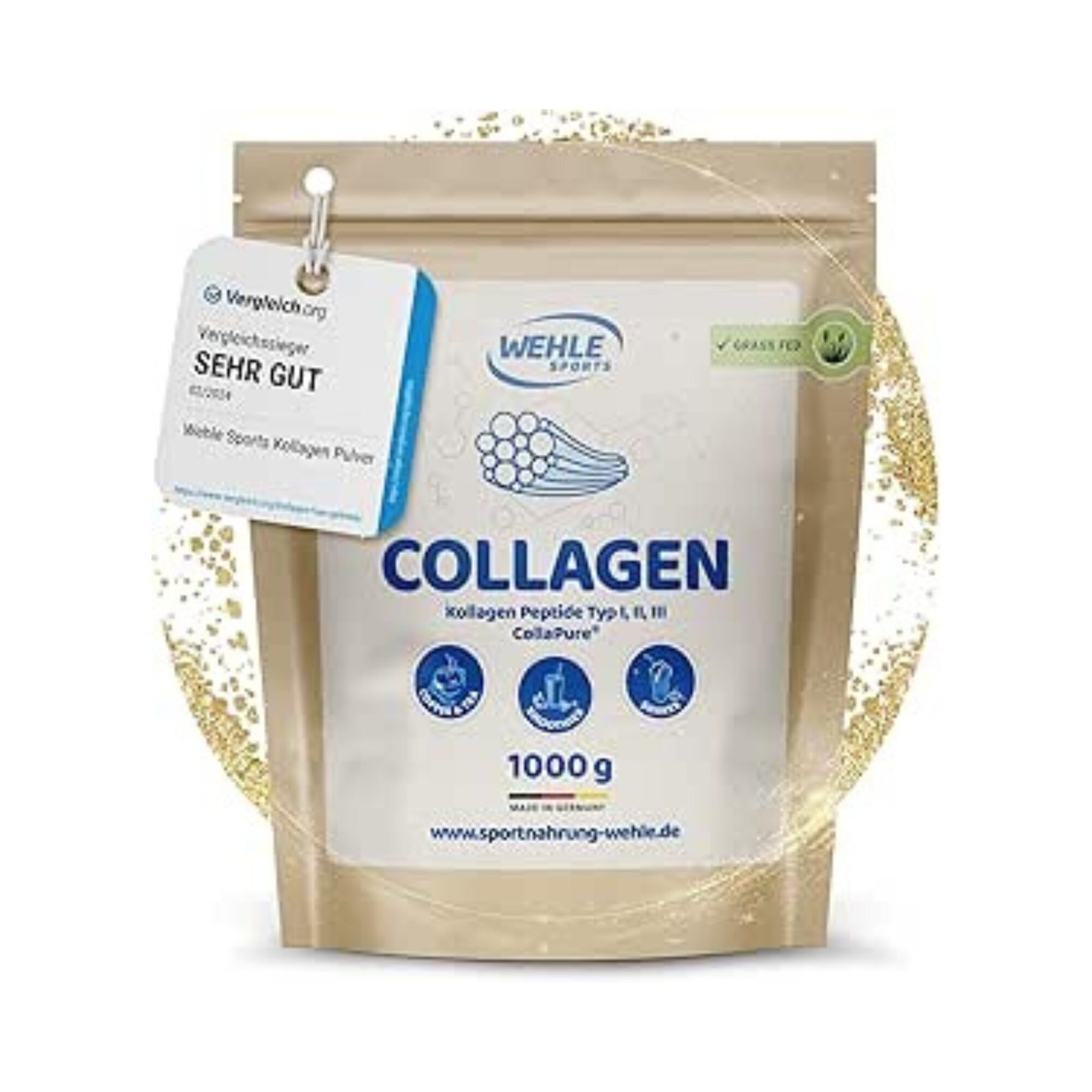 Sports Collagen Pulver 1 kg – Hochwertige Kollagen-Typen I–III, geschmacksneutral & ohne Zusätze