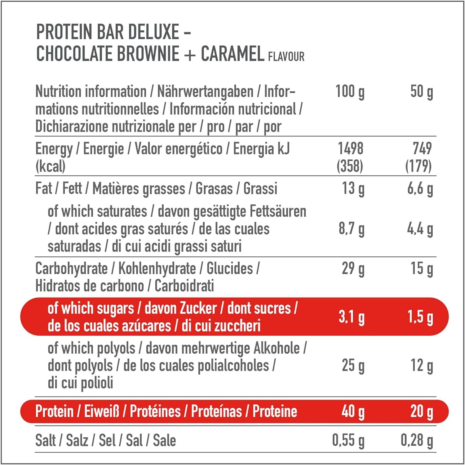 12 × 50 g Premier Protein Bar Deluxe 40% Chocolate Brownie – High Protein, Low Sugar, palmölfrei