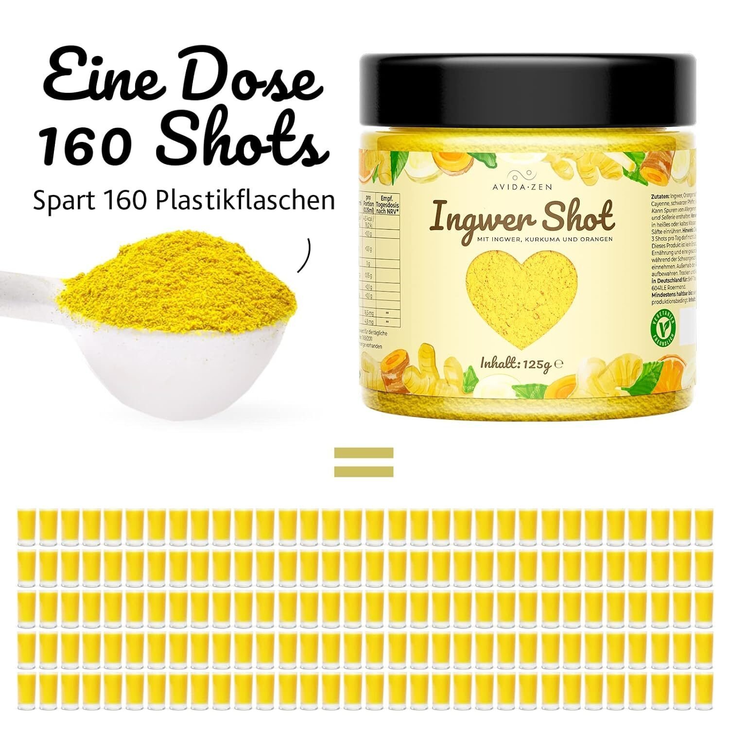 125 g ingwer shot vegan reich an zink und vitamin c - AVIDA ZEN