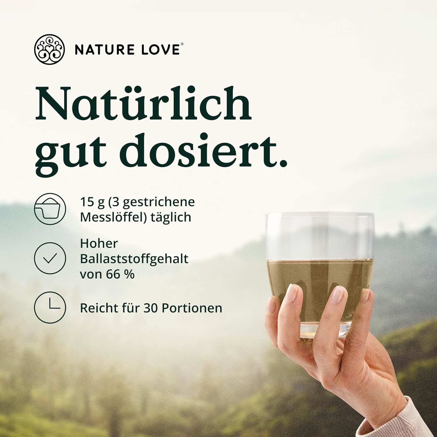 5ba6510a96e2b95da82d1a2b7e6ff86c.jpg 450 g NATURE LOVE Ballaststoffreich – Mit Flohsamenschalen, Inulin, Akazienfaser & Hafer, vegan & laborgeprüft