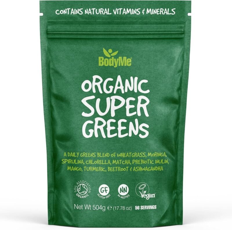 BodyMe Bio Grünpulver – 270 g Superfood-Mix mit Gräsern & Algen, bio-zertifiziert
