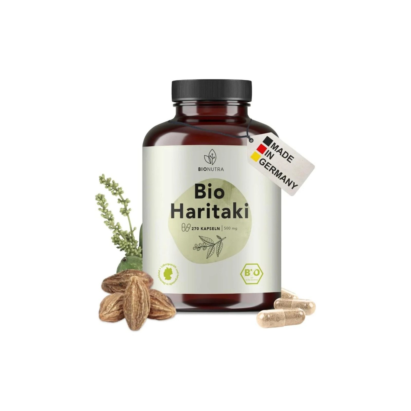 BIONUTRA BIO Haritaki Kapseln – 270 Stück, 3.000 mg pro Tag, vegan, rückstandskontrolliert, ohne Zusätze