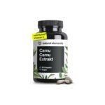 natural elements Camu Camu Extrakt Kapseln – 180 Stück, 500 mg, vegan, ohne Zusatzstoffe, laborgeprüft