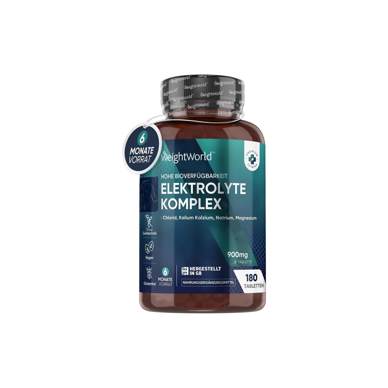 Elektrolyte Tabletten 900mg WeightWorld Elektrolyte Tabletten – 180 Stück, 900 mg, vegan, mit Mineralstoffen