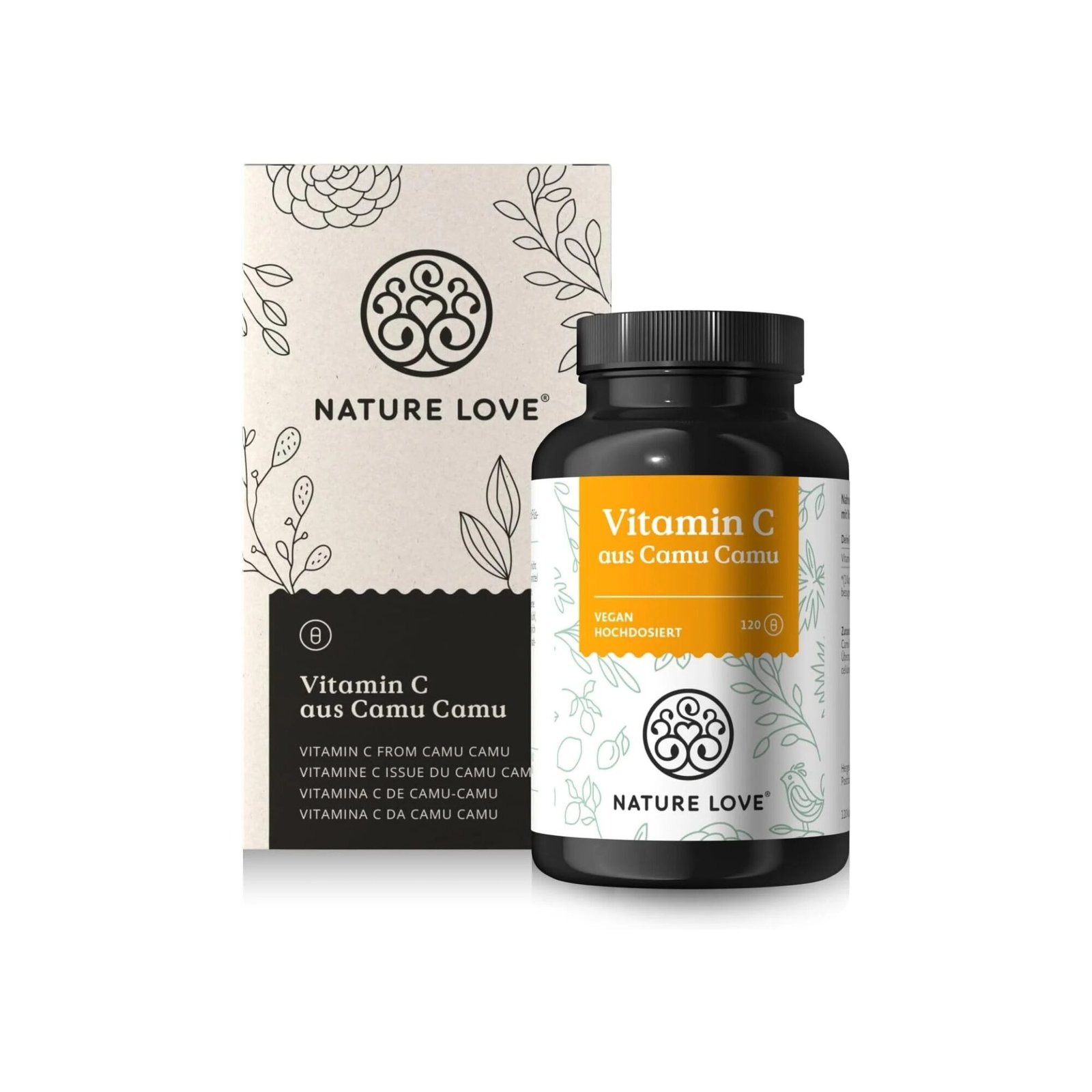 NATURE LOVE Camu Camu Extrakt Kapseln – 120 Stück, 640 mg, vegan, ohne Zusatzstoffe, natürliches Vitamin C