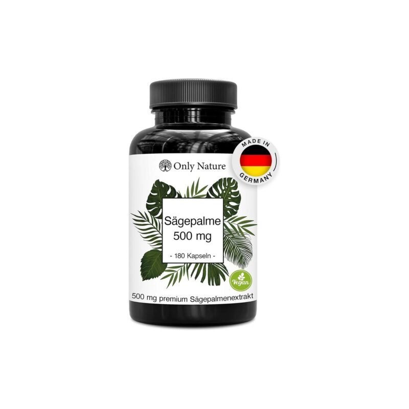 Only Nature Sägepalmenextrakt 500 mg – 180 vegane Kapseln, laborgeprüft, ohne Zusatzstoffe, aus Deutschland