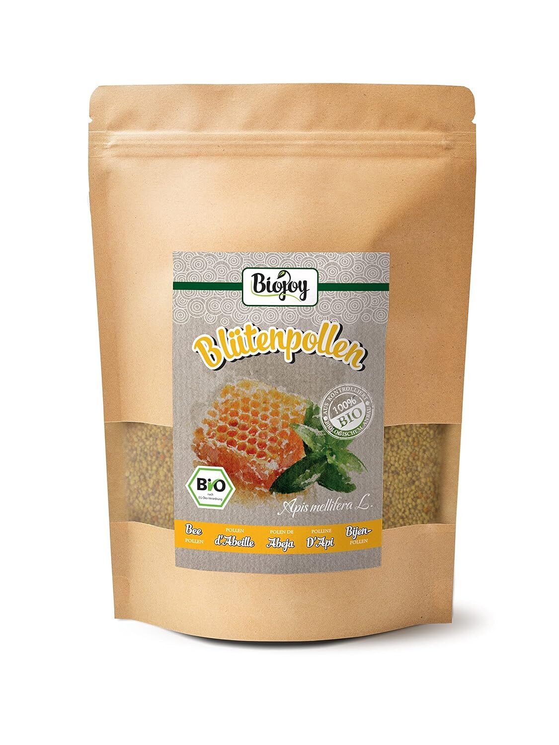 Biojoy Bio-Blütenpollen – 500 g, getrocknet, naturbelassen, ohne Zusätze, Bio-zertifiziert