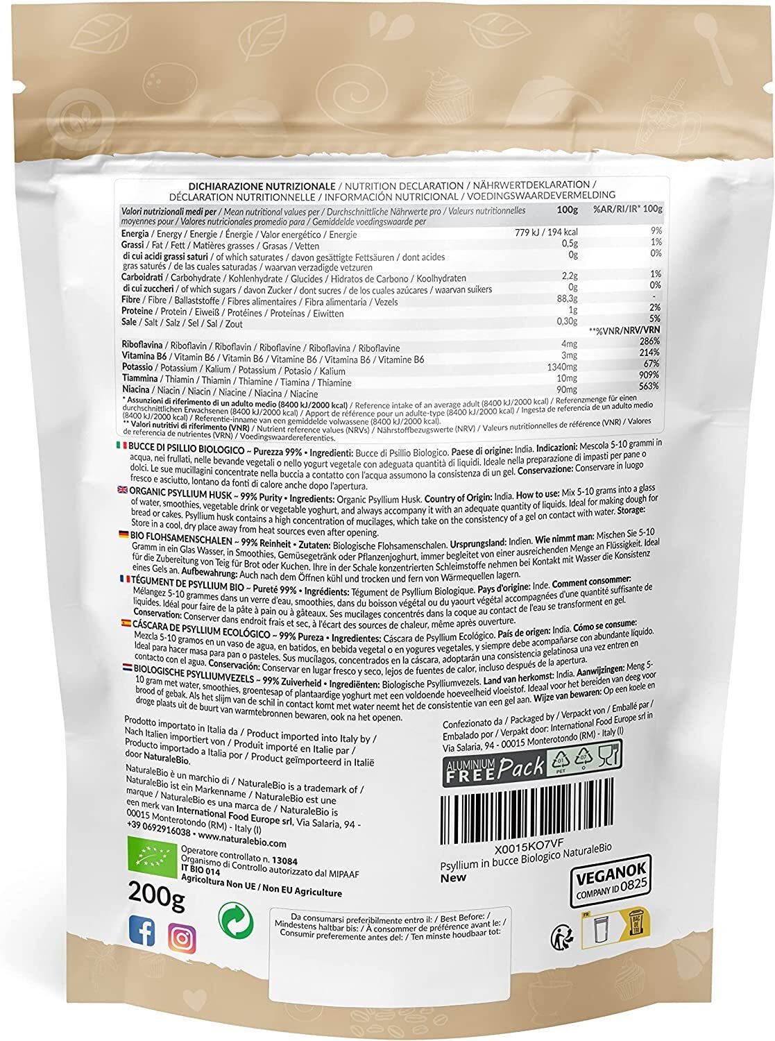 b205f7d9e6df588417770c90463e232c-1.jpg 200 g Naturalebio Bio Flohsamenschalen – 99 % Reinheit, vegan, naturbelassen, ballaststoffreich