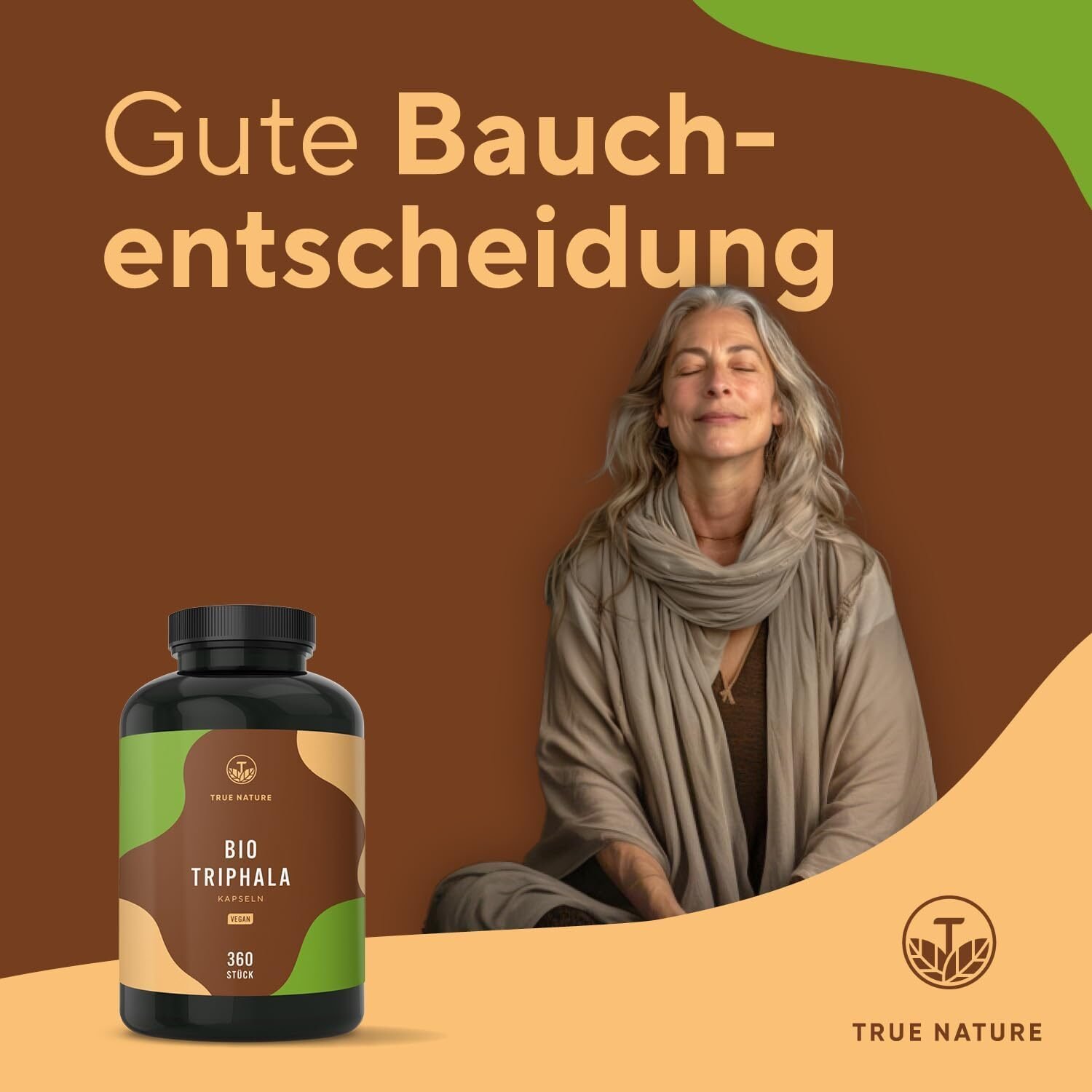 360 Stück TRUE NATURE Bio Triphala Kapseln 2.000 mg – Ayurvedisch, vegan, ohne Zusatzstoffe