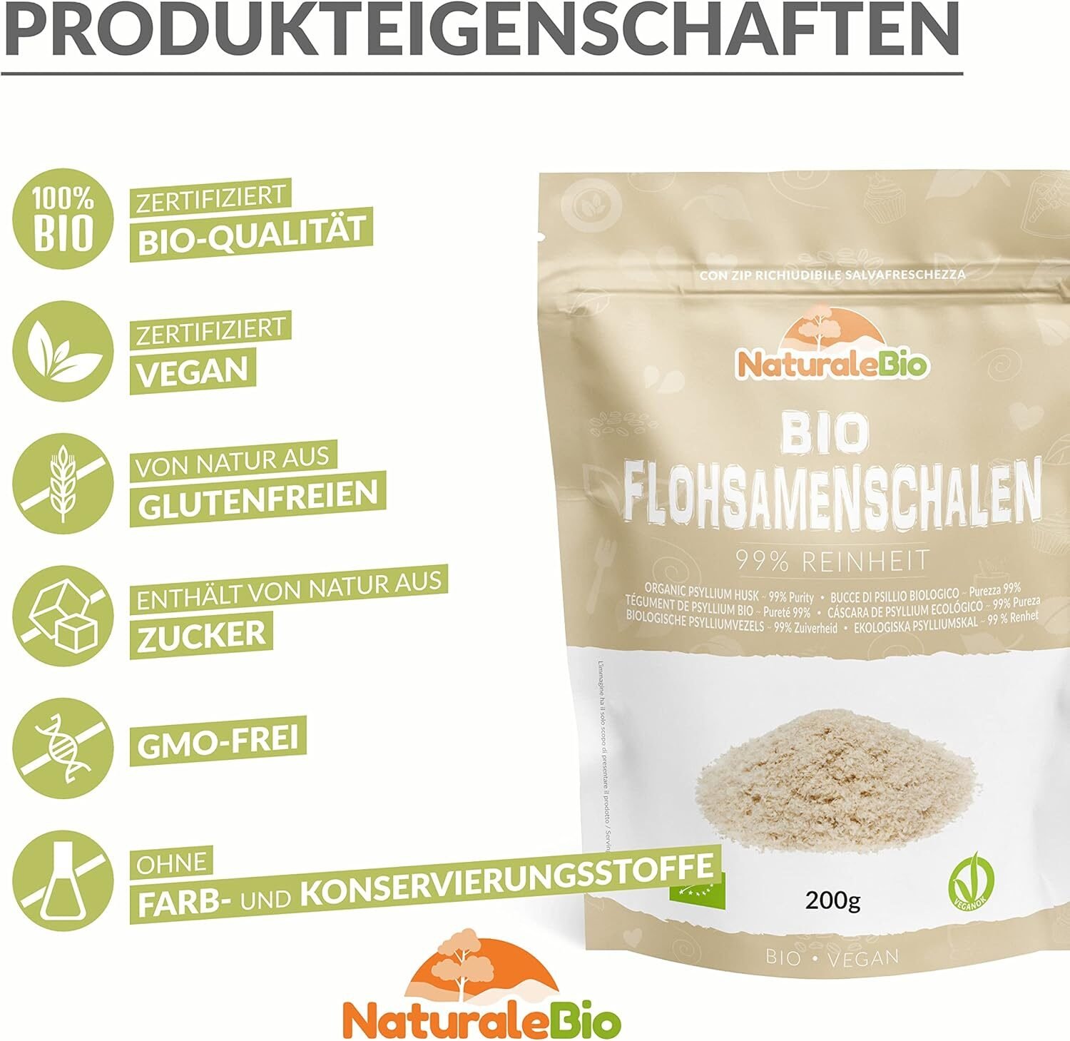 f99f1db34b5249f402842aca6cf389a0.jpg 200 g Naturalebio Bio Flohsamenschalen – 99 % Reinheit, vegan, naturbelassen, ballaststoffreich