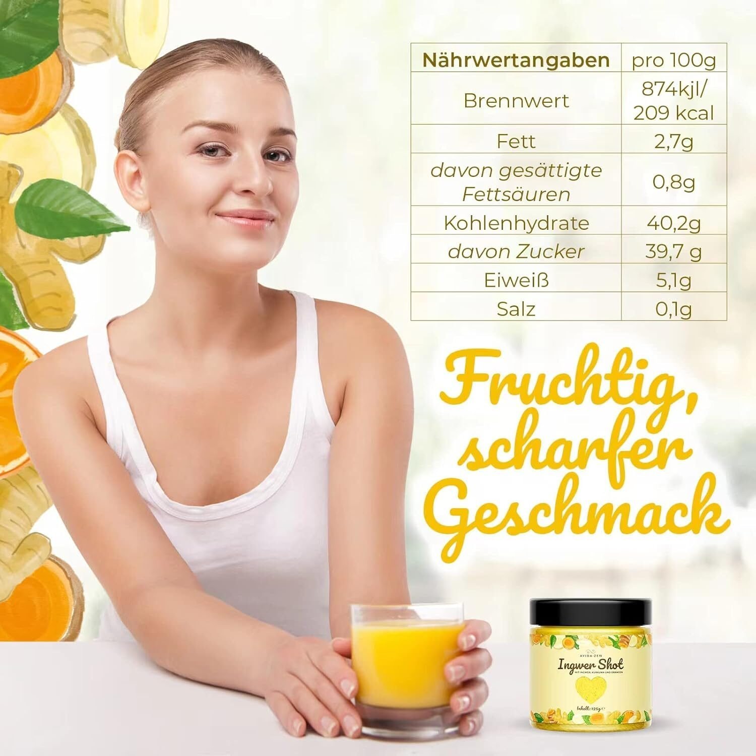 125 g ingwer shot vegan reich an zink und vitamin c - AVIDA ZEN