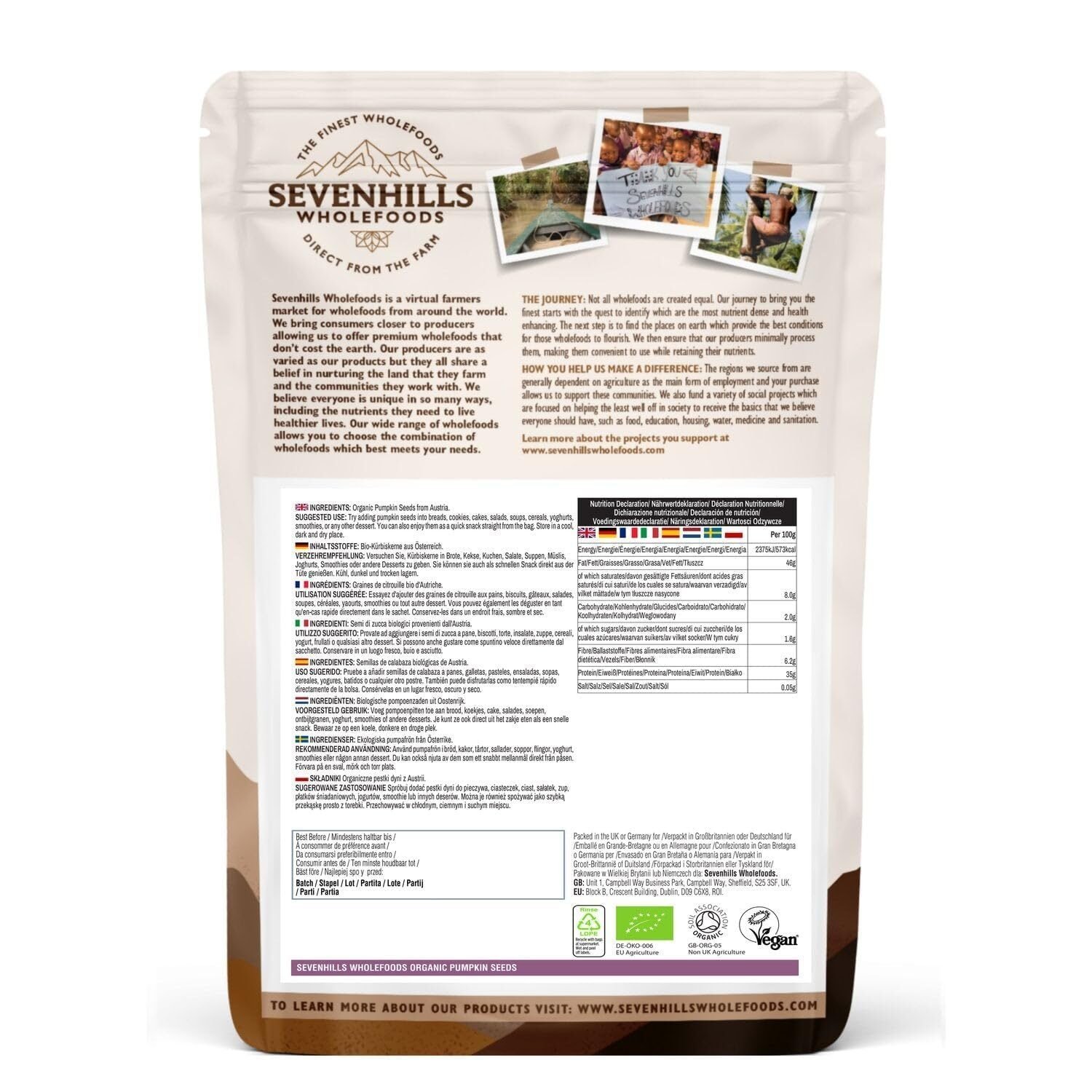 400g Sevenhills Wholefoods Bio-Kürbiskerne – Naturbelassen & proteinreich aus Österreich