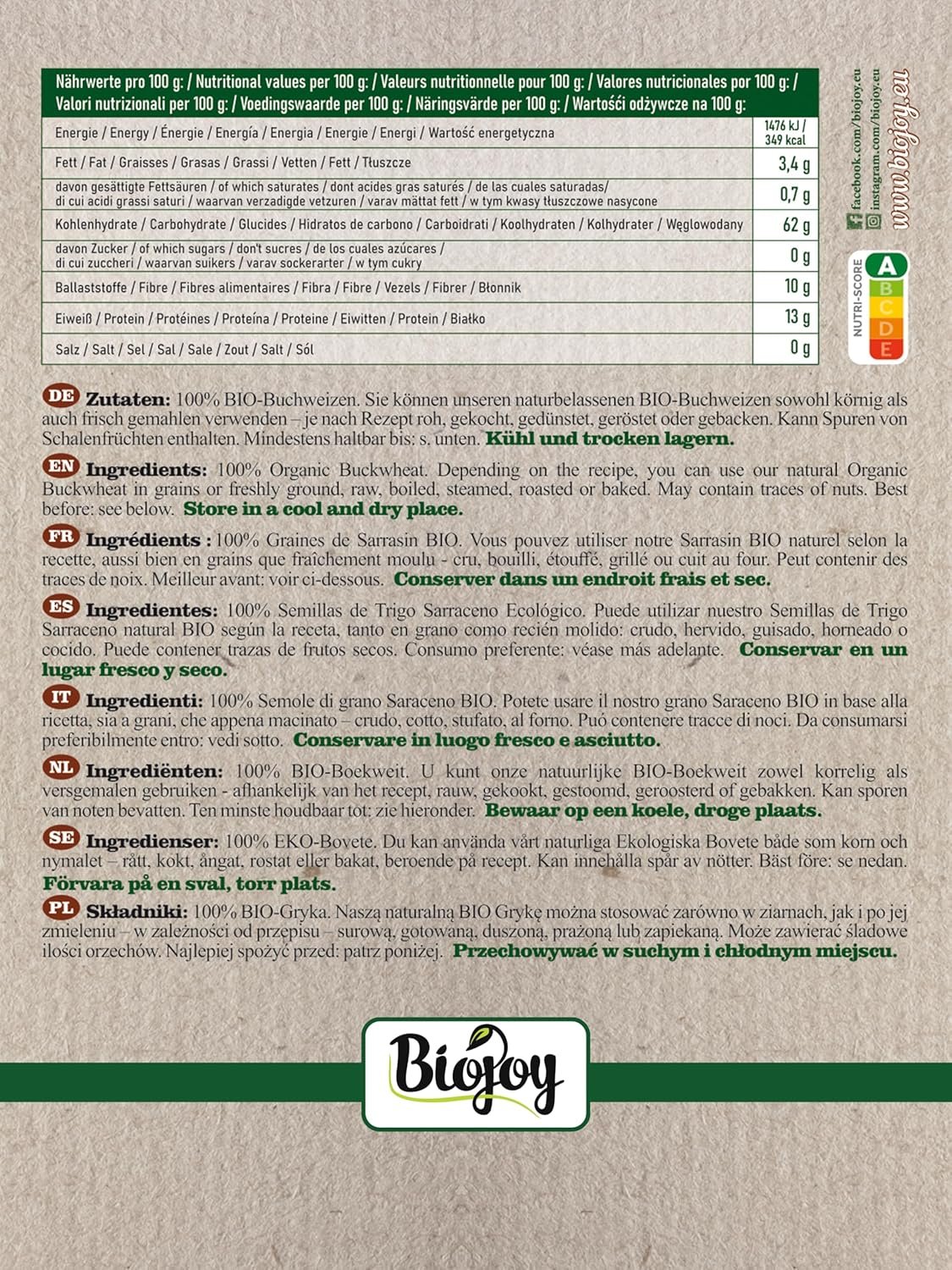 915iWS01fBL._SL1500_ 2,5kg Biojoy BIO-Buchweizen – Ganz, roh & naturbelassen | Glutenfrei & vielseitig