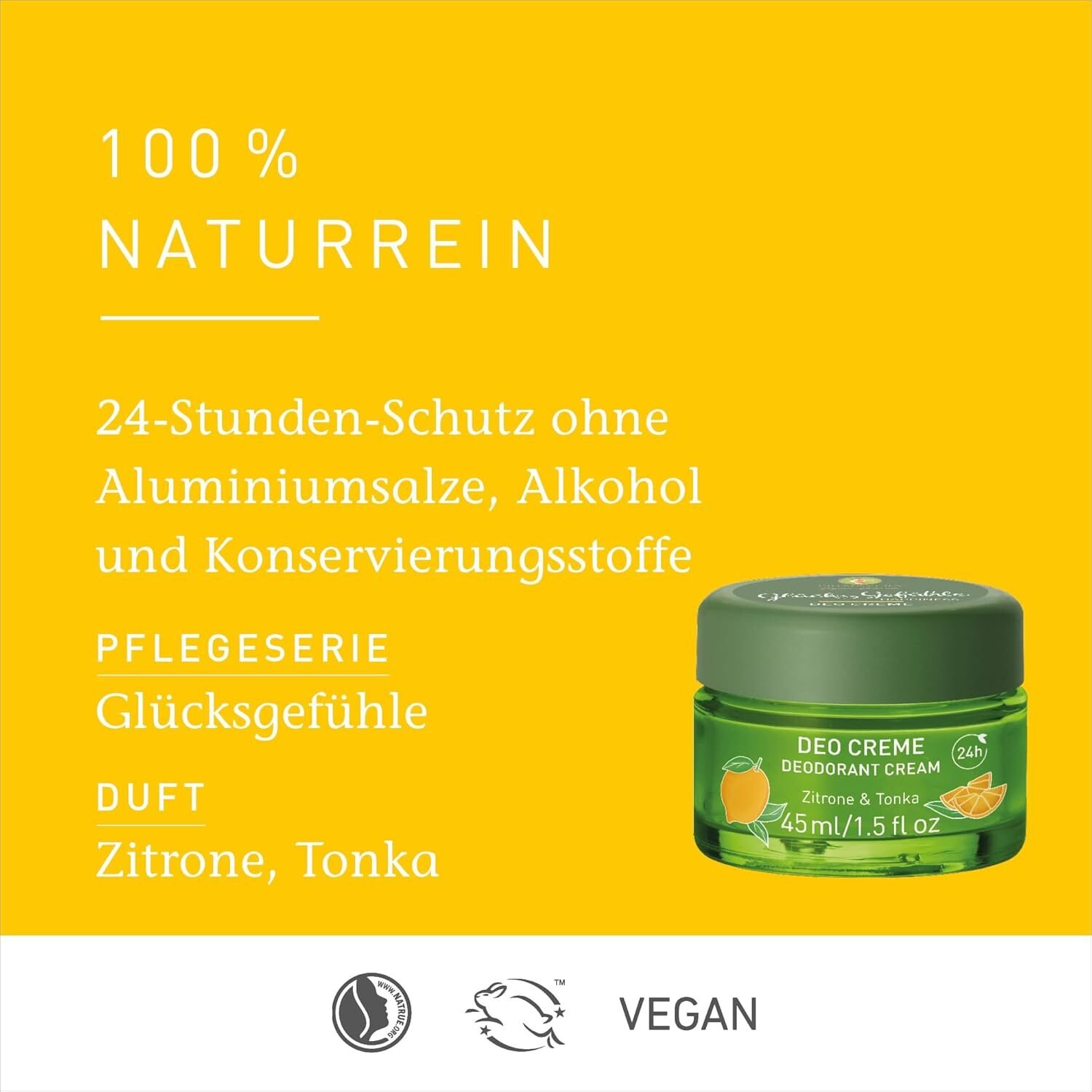 45ml Deocreme ohne Aluminium – Zitrusduft, vegan, 24h Schutz | PRIMAVERA
