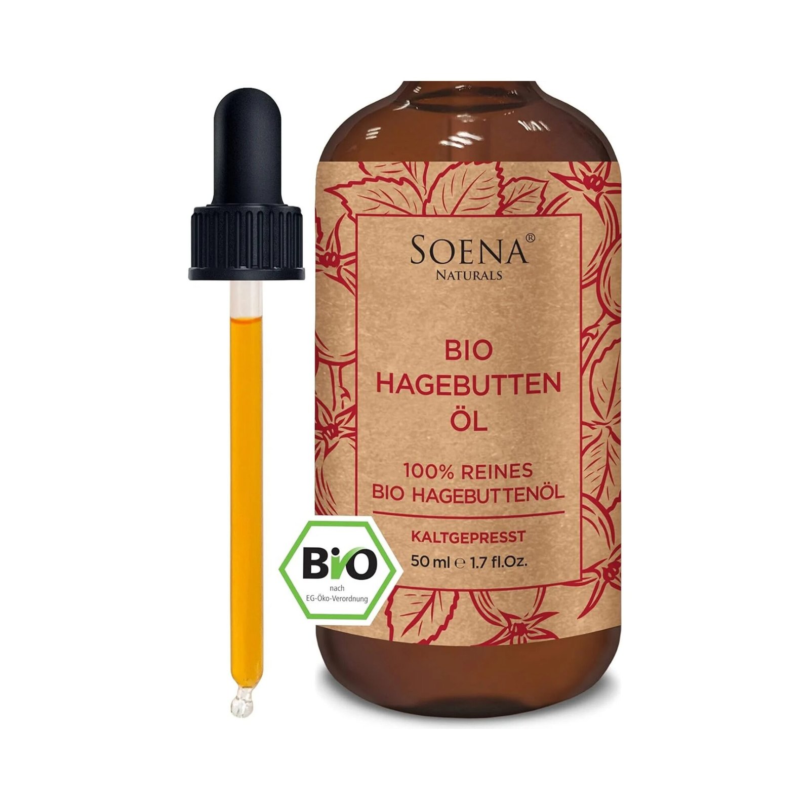 100ml Bio Hagebuttenöl, kaltgepresst und rein – Wildrosenöl für Haut und Haare