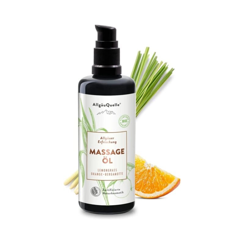 100ml Bio Massageöl mit ätherischen Ölen, erfrischender Zitrusduft