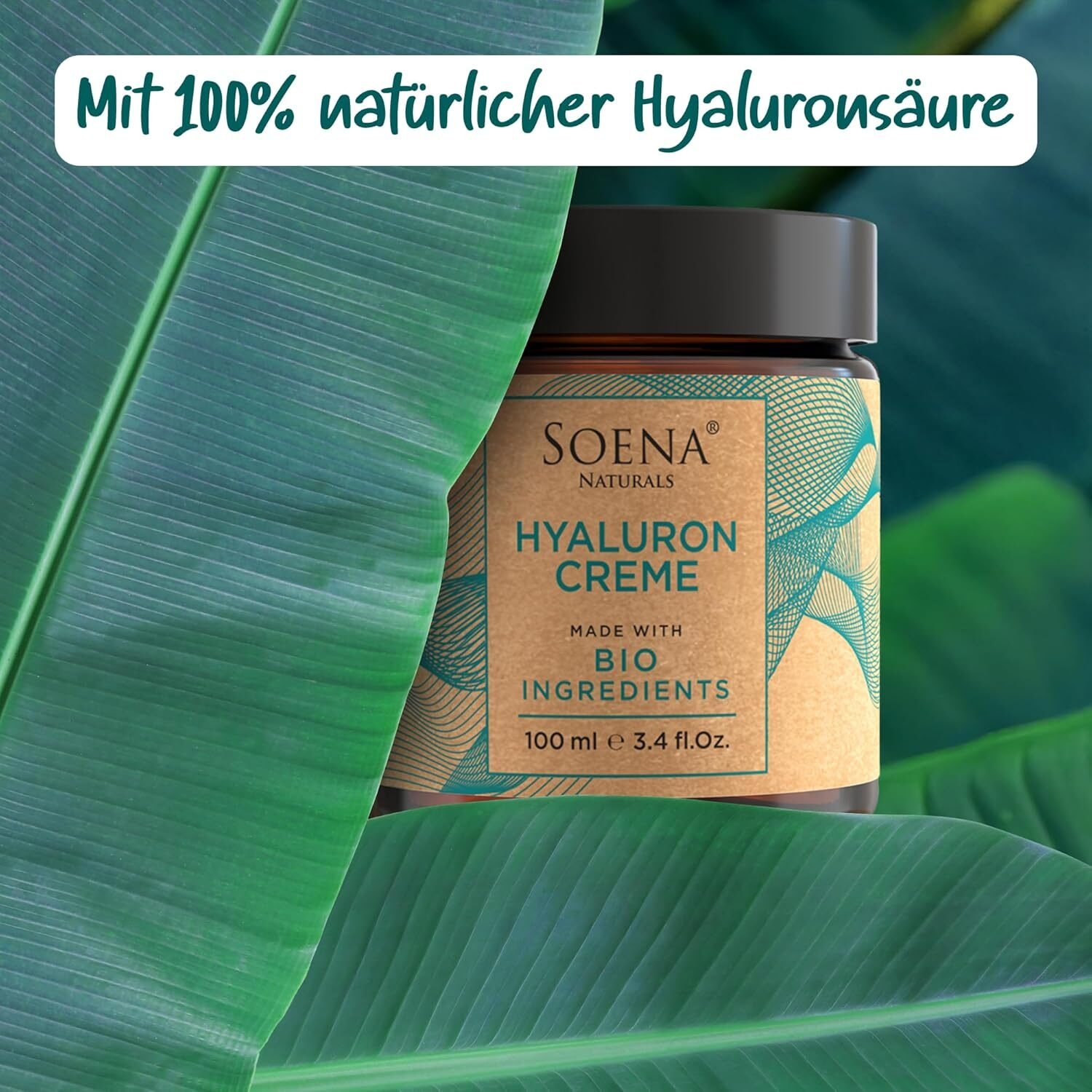 100ml Bio Hyaluron Creme Gesicht – Anti-Falten, Q10, hochdosiert & feuchtigkeitsspendend