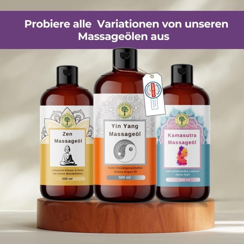 500ml Tantra Massageöl mit Kokosduft – Fruchtiges Körperöl für Entspannung & Wellness – GRÜNE VALERIE