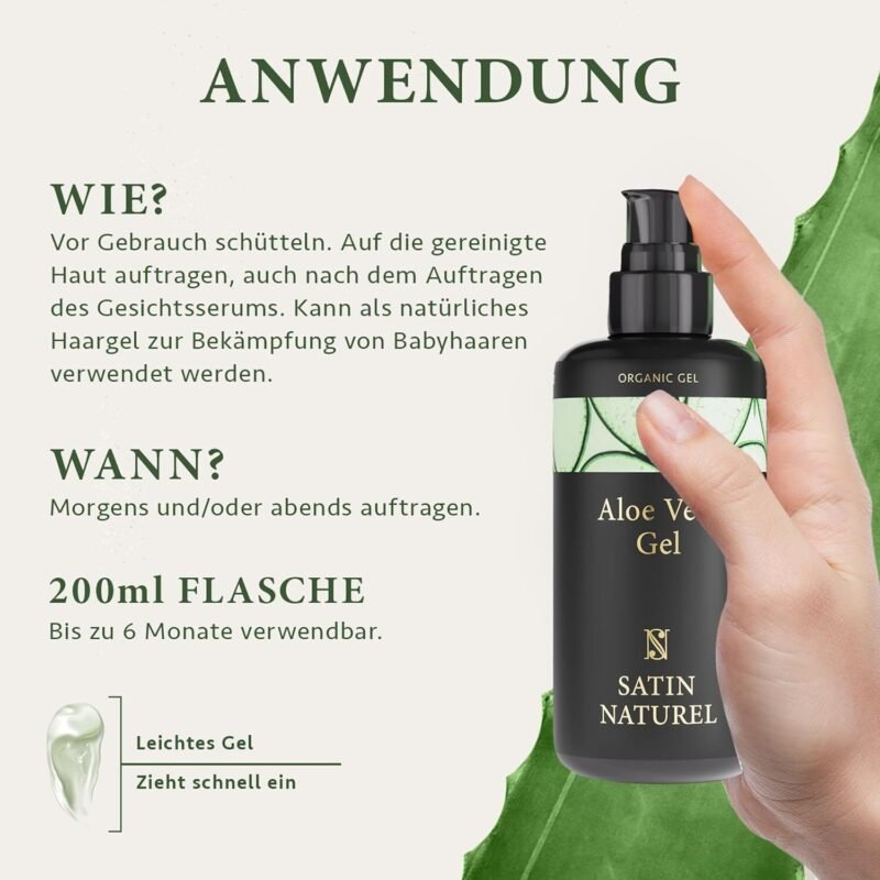 200ml Aloe Vera Gel Vegan – Natürliche After Sun Pflege