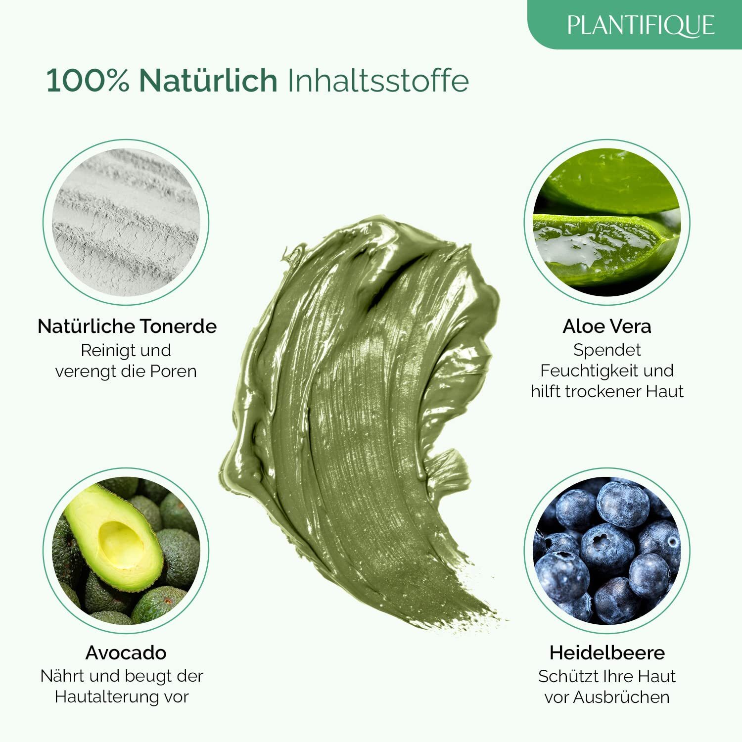 100ml Koreanische Gesichtsmaske gegen Pickel und große Poren – Mit Avocado & Meereslehm | Plantifique