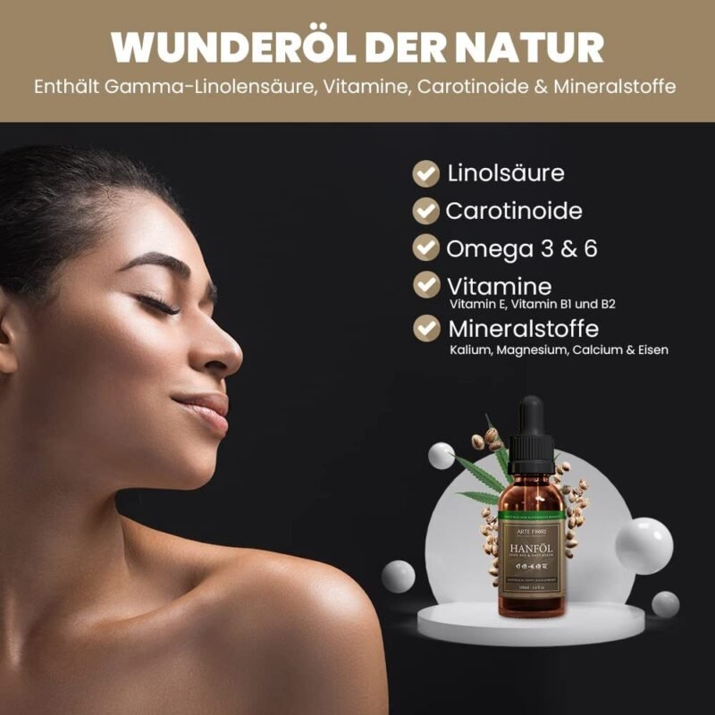 100ml Bio Hanföl Gesichtsöl – Hochdosiert mit Vitamin E & Retinol – Einführungspreis