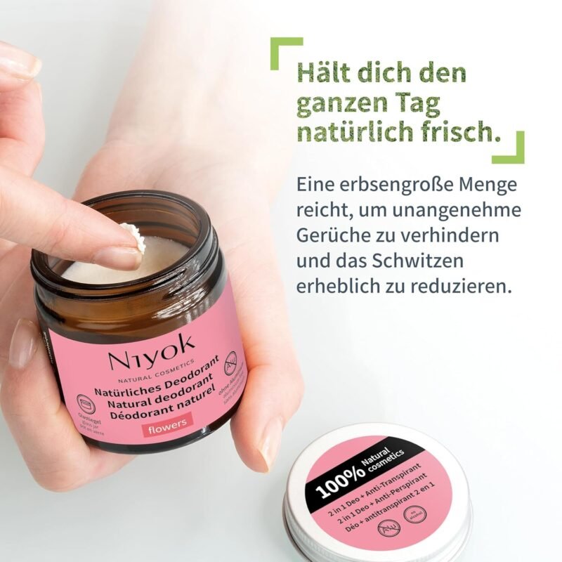 40ml Deocreme ohne Aluminium – Blumiger Unisex-Duft, vegan, 24h Schutz | Niyok