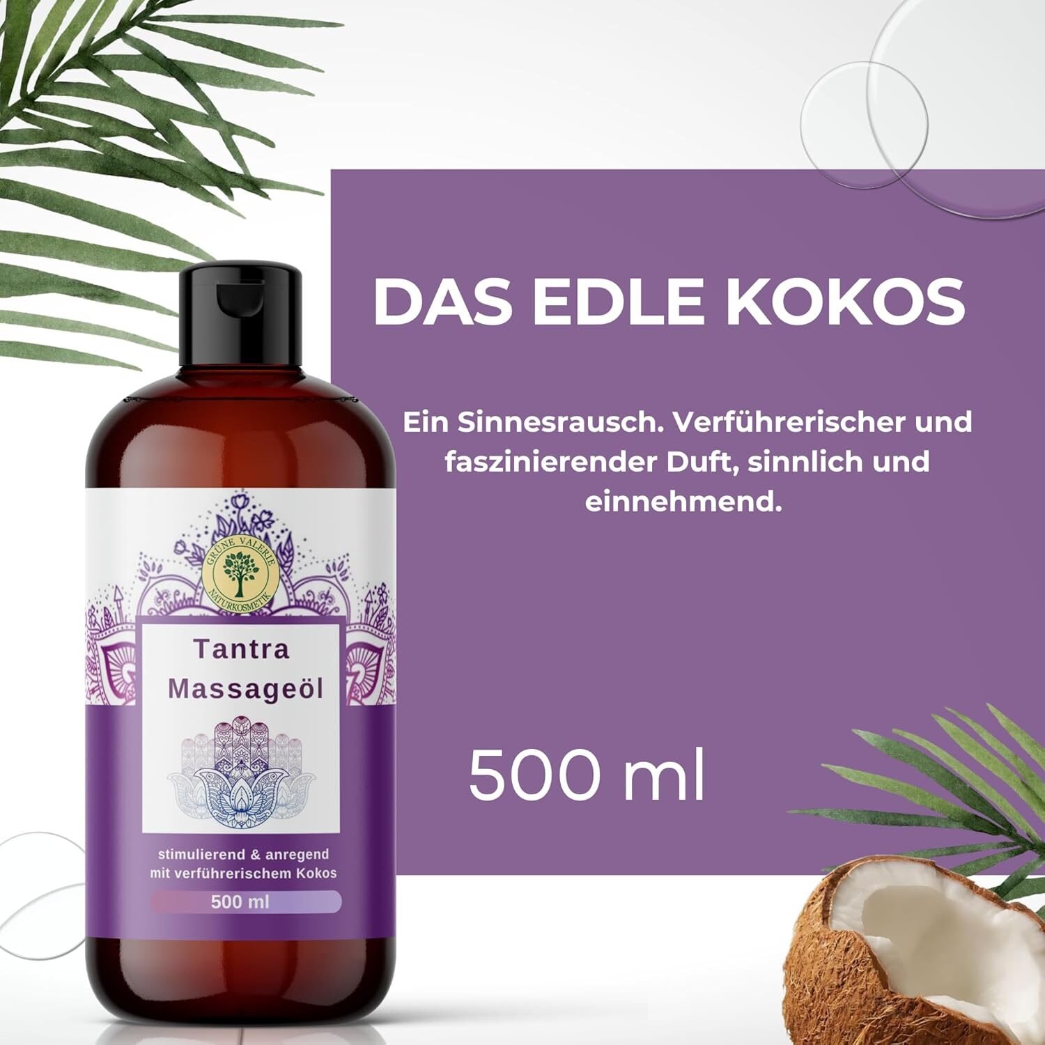 3e9c9d421b4dd1719352453ccdb789f5.jpg 500ml Tantra Massageöl mit Kokosduft – Fruchtiges Körperöl für Entspannung & Wellness – GRÜNE VALERIE