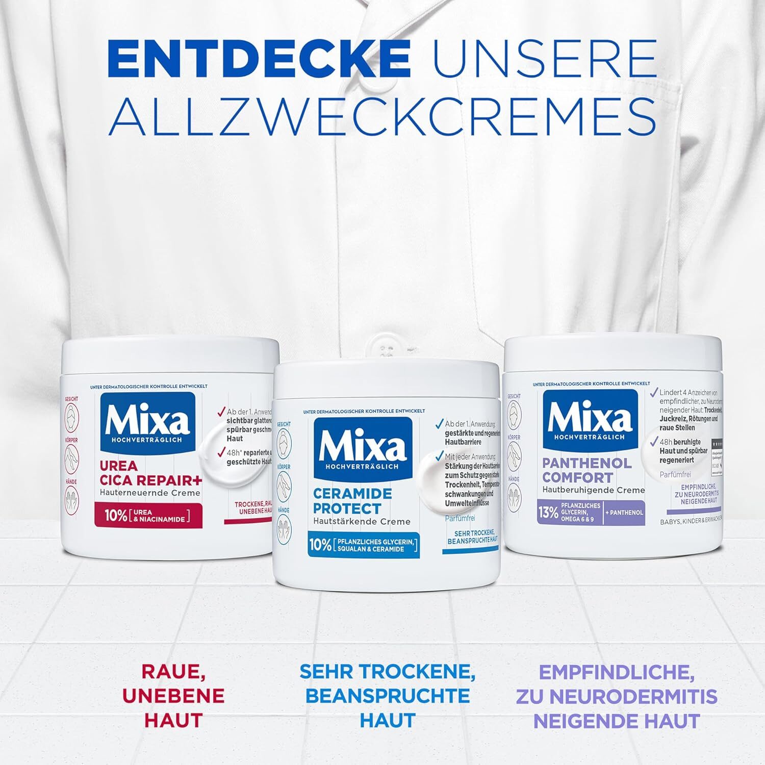 400ml Urea Körpercreme für trockene und raue Haut mit Niacinamid – Mixa
