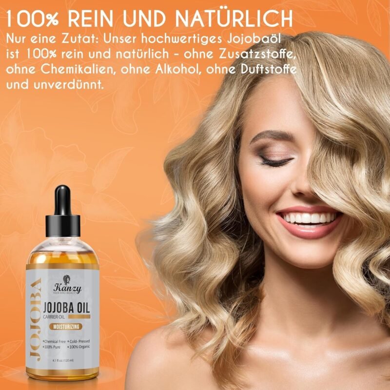 120ml Jojobaöl Bio Kaltgepresst – Reines Gold für Haut, Haare & Nägel – Kanzy