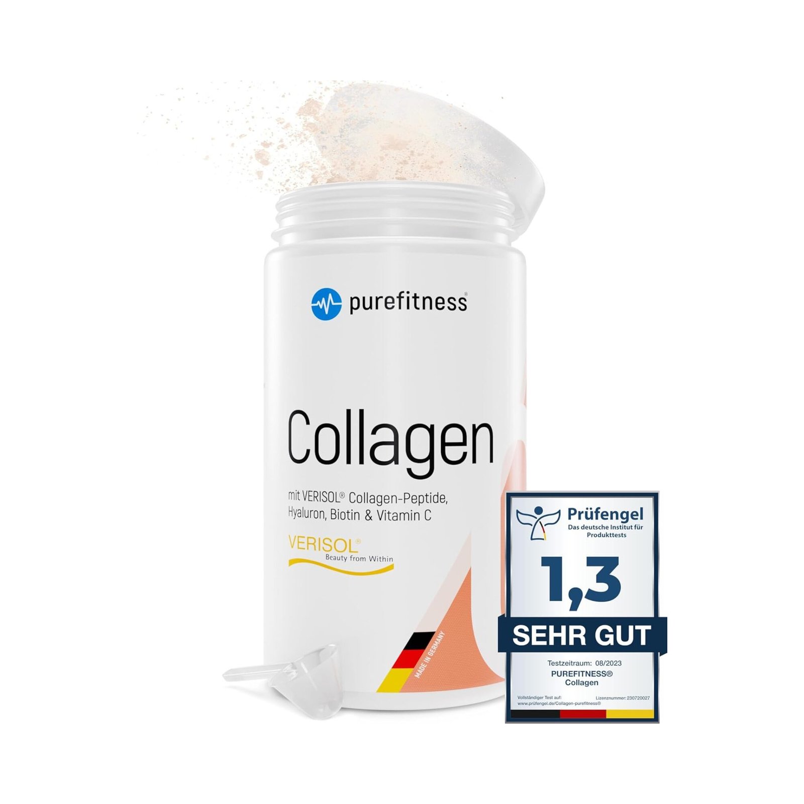 450g Purefitness Verisol Collagen Pulver mit Hyaluron, Biotin und Vitamin C