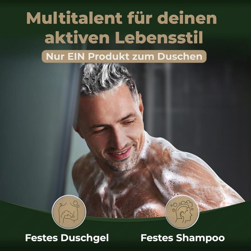 Feste Duschseife Männer 2×85g – Bio Seife für Haare, Körper & Gesicht – Larum Sports