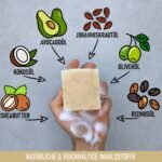 95g Avocado Seife für Haut und Haar – Handgemachte Naturseife mit Johanniskraut, vegan & palmölfrei | MAMA AVOCADO