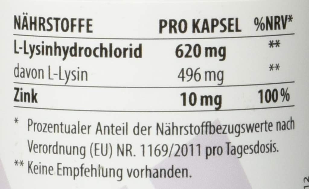 514IBoTiNsL._AC_SL1024_ 100 l-lysin kapseln – 500 mg hochdosiert – Essentielle Aminosäure – Fairvital