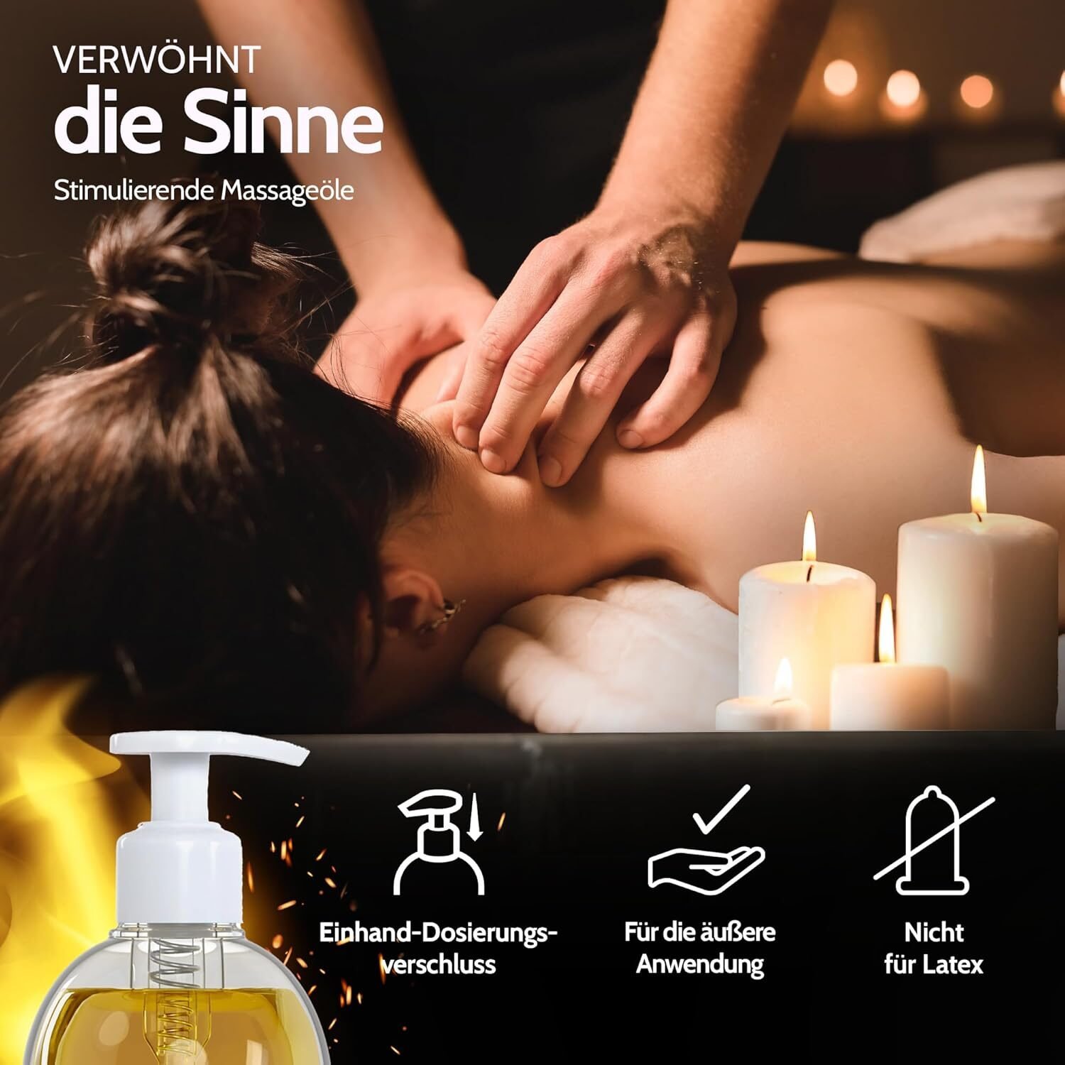 1000ml Massageöl mit Wärmeeffekt für Paare – Entspannendes & stimulierendes Körperöl – Hot Moments