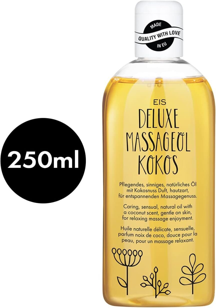 5aa904d3712d6e518f7f372b395dbe2b.jpg 250ml Erotisches Massageöl mit Kokosduft – Wärmendes Körperöl für Partnermassage & Entspannung – EIS Deluxe