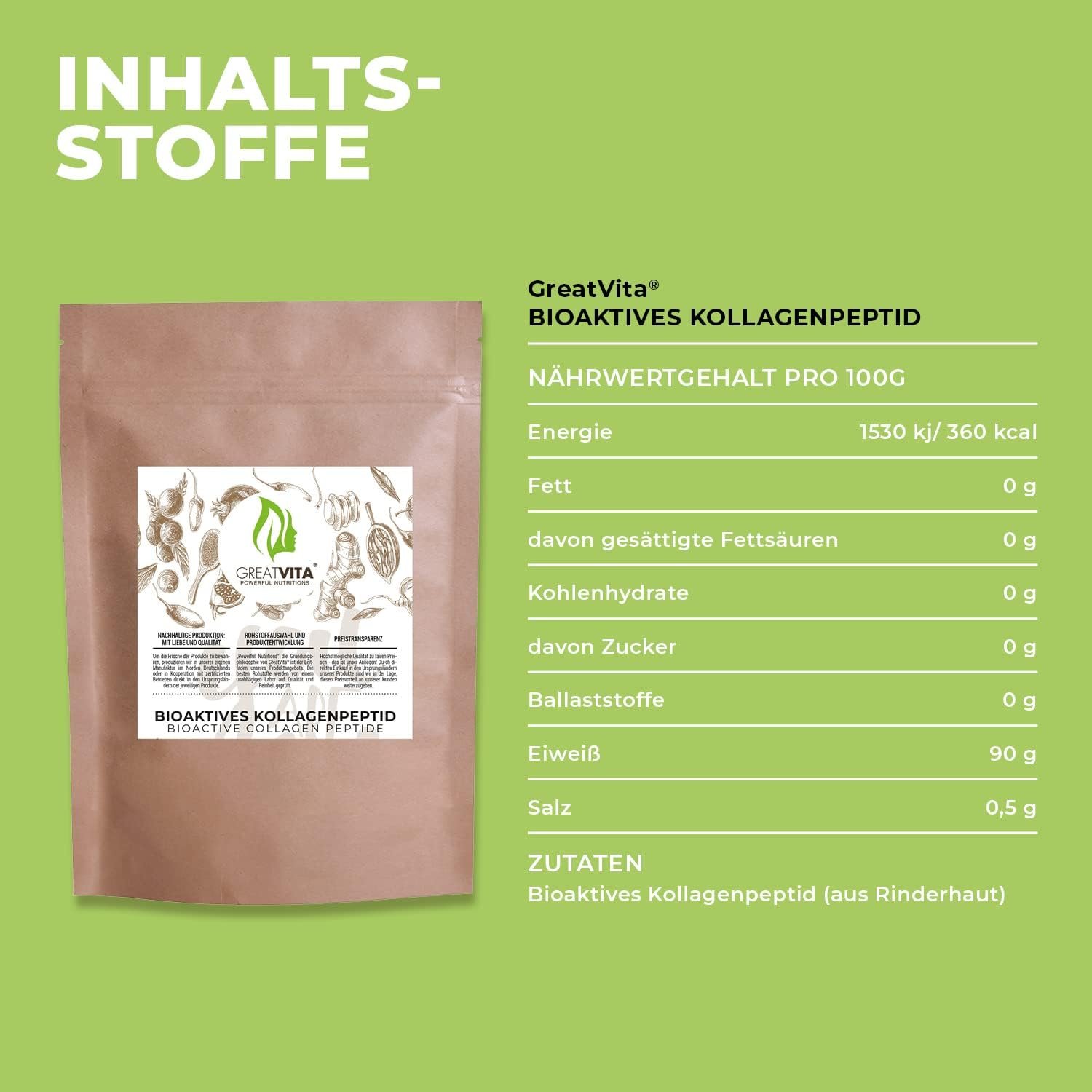 61Htr9SjoqL._AC_SL1500_ 400g bioaktives kollagen pulver – Premium Qualität Hydrolysat Peptide – GreatVita