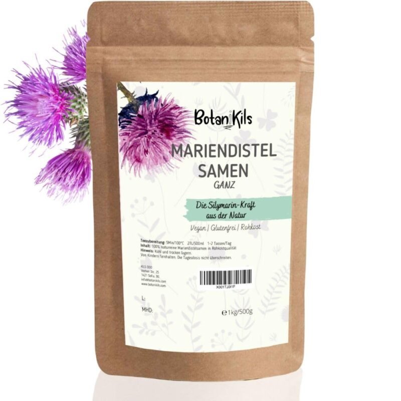 1kg mariendistelsamen ganz Premium Rohkost, 100% natürliches Silymarin, vegan und glutenfrei