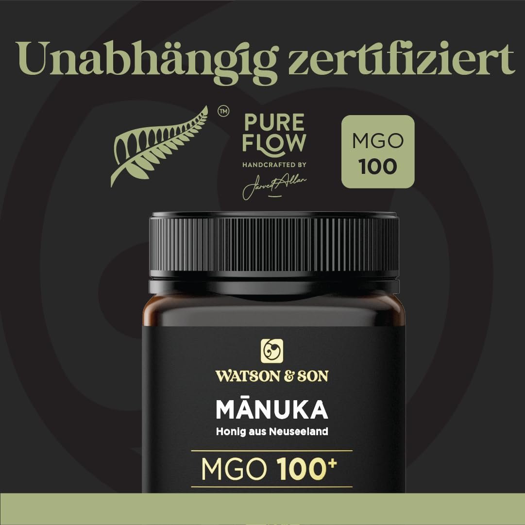 61SOCEjeP9L._SL1081_ 250 g manuka honig mgo 100+ roh und aktiv – Premium Qualität – Watson & Son