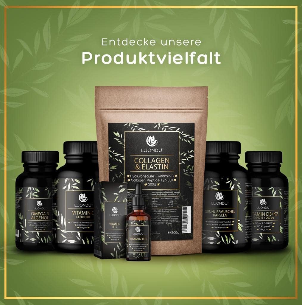 61ajLHfqlpL._AC_SL1024_ 500g Collagen Pulver Bioaktiv mit Elastin, Hyaluronsäure & Vitamin C – Luondu®