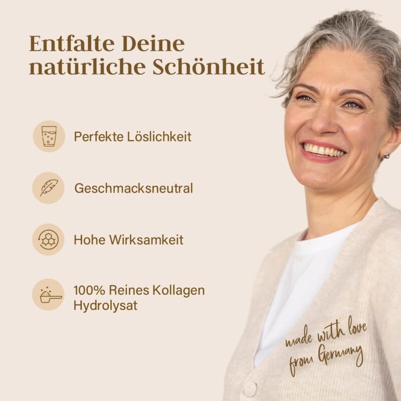 1500g Kollagen Pulver Hydrolysat – Hochdosiert, Peptide Typ 1 & 3 – Geschmacksneutral – XXL Vorrat – Made in Germany