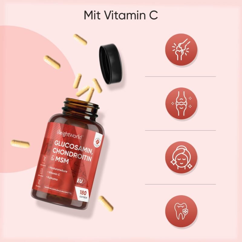 180 msm kapseln glucosamin chondroitin & msm – Mit Vitamin C, Kurkuma & Hyaluronsäure – WeightWorld