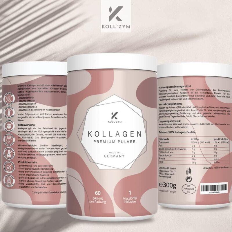 300g kollagen pulver hochdosiert – Bioaktives Kollagen Peptide – KOLL`ZYM©