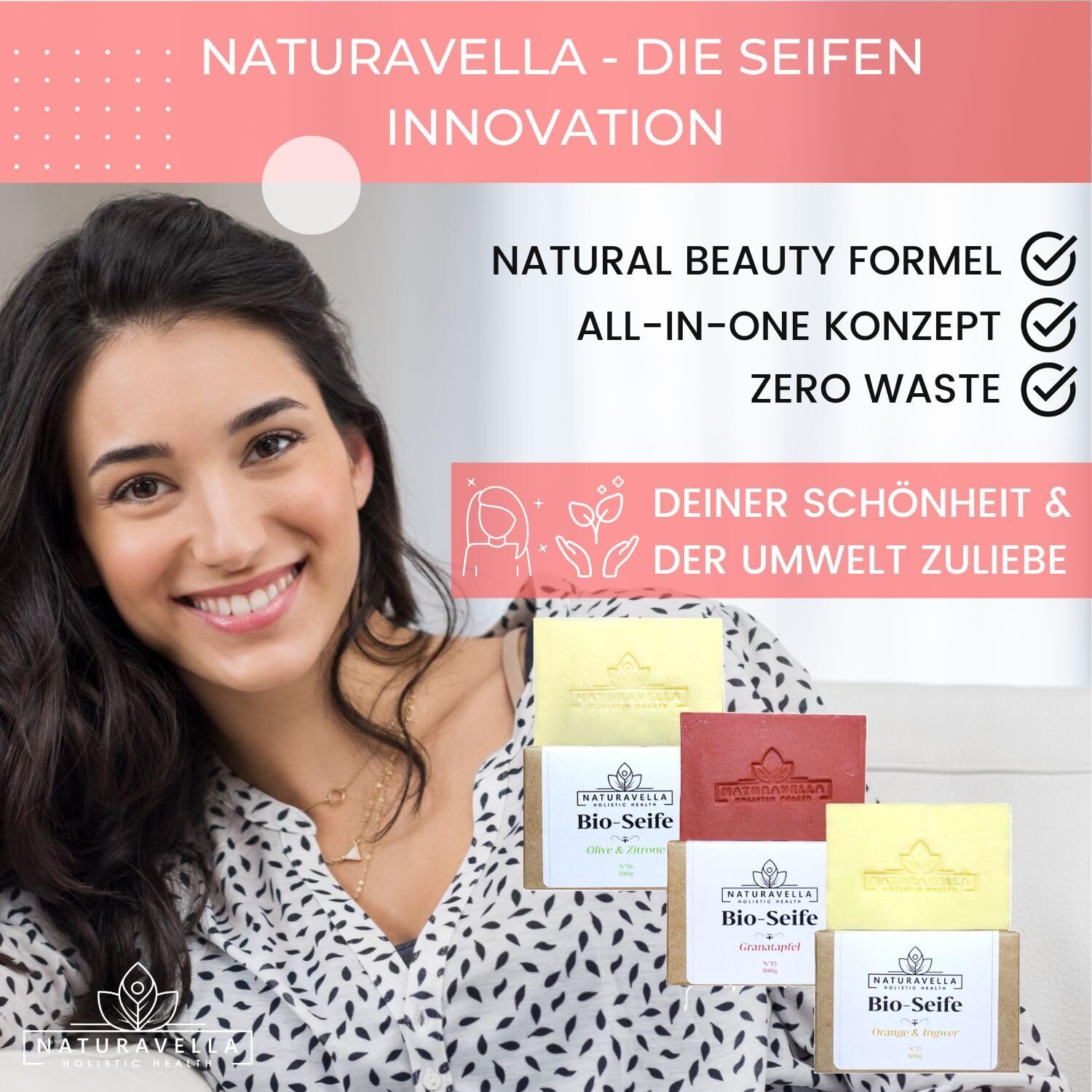 3×100g Bio Seife Set für Haut und Haar – Naturseife als Duschseife, Haarseife & Geschenkset | NATURAVELLA