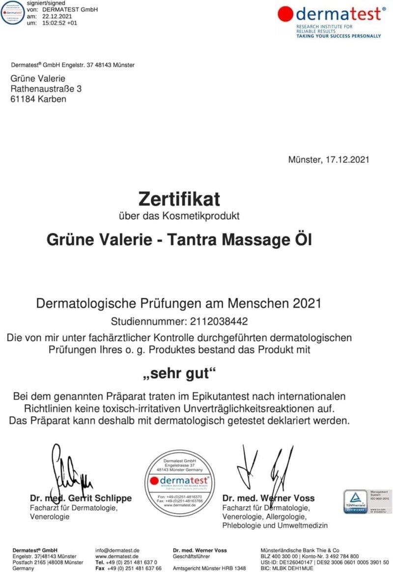 500ml Tantra Massageöl mit Kokosduft – Fruchtiges Körperöl für Entspannung & Wellness – GRÜNE VALERIE