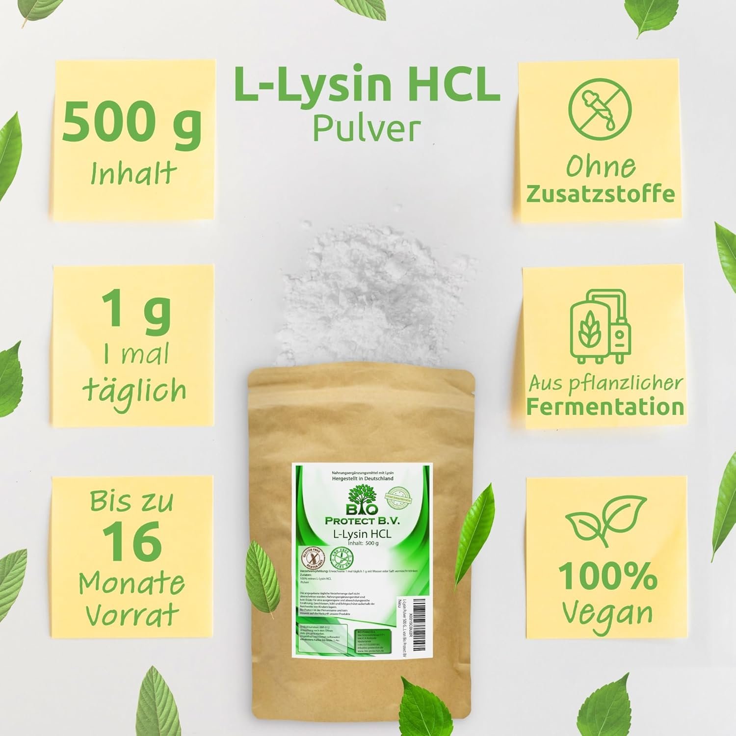 500 g l-lysin pulver – 100% rein, ohne Zusatzstoffe – Vegan