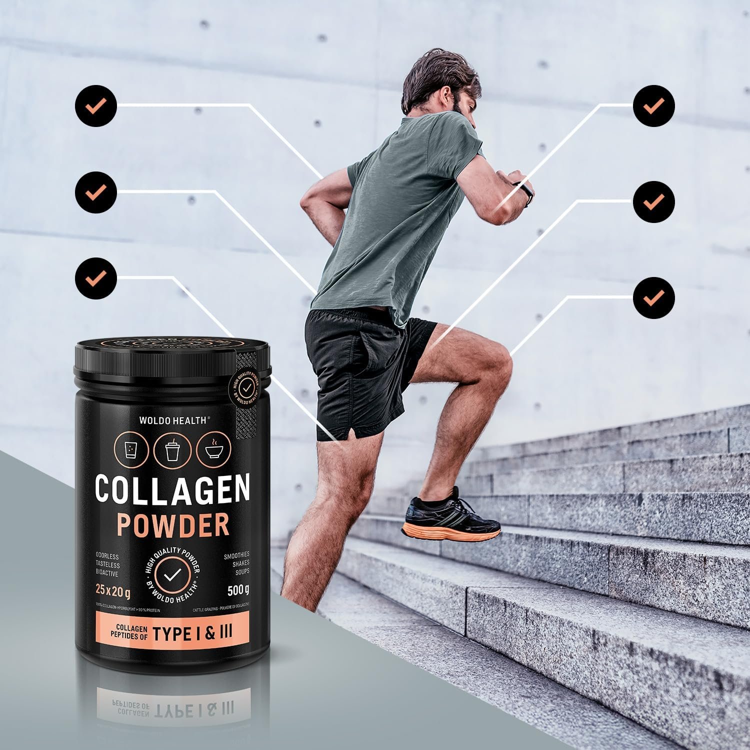 500g collagen pulver weidehaltung – Typ 1 & 3, geschmacksneutral, bioaktiv